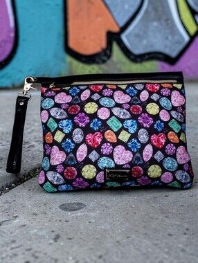 Betsey Johnson Gem Jewels Diamond Cosmetic Pouch / Wristlet
